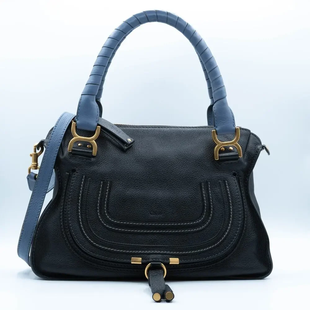 Chloe Calfskin Marcie Small Bi-Color Satchel Black